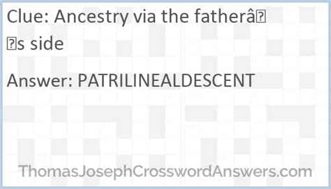 related on the father's side crossword